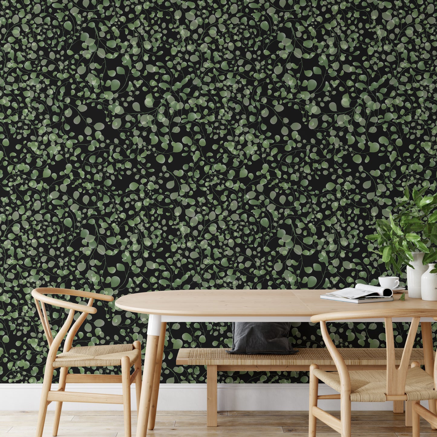 Leaves Black (Warm Green)